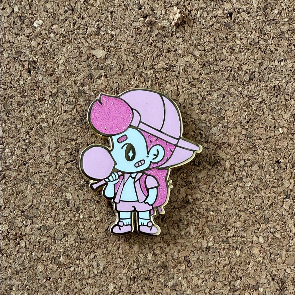 Pink Chibi Character Enamel Pin